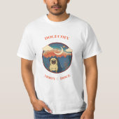 Funny Dogecoin Hund sitzend im Weltraum - Weltraum T-Shirt (Vorderseite)