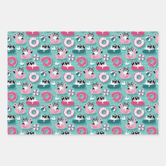 Funny Dogs am Strand Flamingos Geschenkpapier Set (Vorderseite 3)