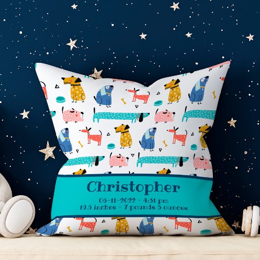 Funny Dogs Birth Stats Kissen