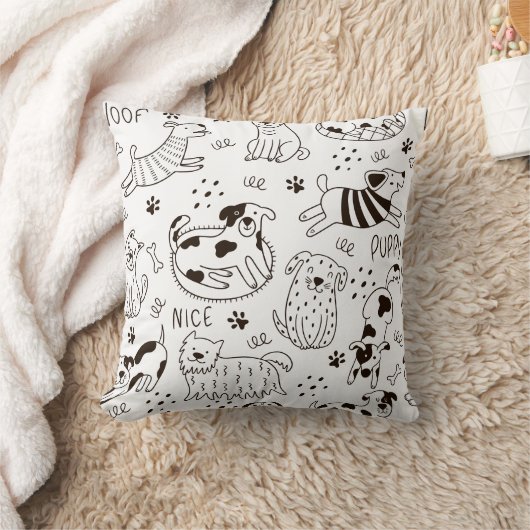 Funny Dogs Doodle Kissen (Decke)