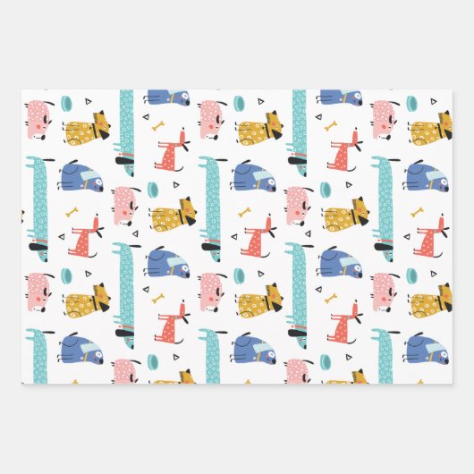 Funny Dogs Geschenkpapier Set (Vorderseite)