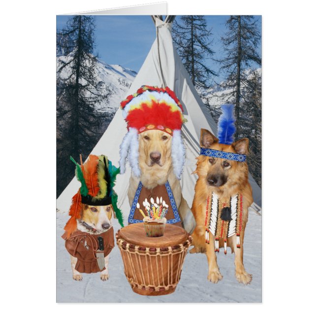 Funny Dogs Native American Birthday (Vorne)