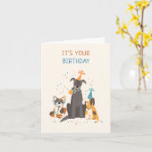 Funny Dogs Party Karte (Gelbe Blume)