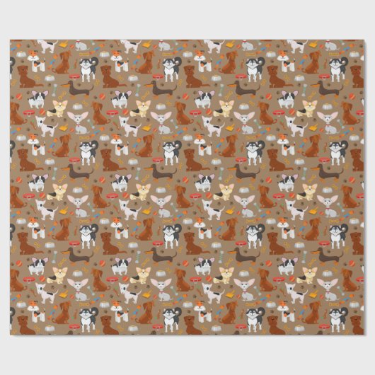 Funny Dogs Pattern Best Friend Pet Geschenkpapier (Flach)