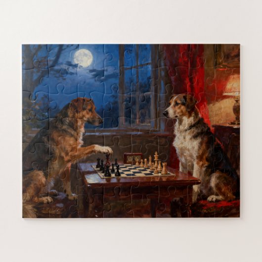 Funny Dogs Playing Chess Dog Lover Gift Puzzle (Horizontal)