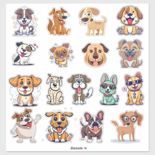 Funny Dogs Set 2 Aufkleber (Blatt)