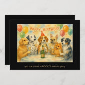 Funny Dogs Sipping Champagne Birthday Party Einladung (Vorne/Hinten)