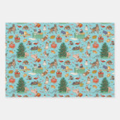 Funny Dogs Weihnachtswrapping Paper - Blau Geschenkpapier Set (Vorderseite 2)
