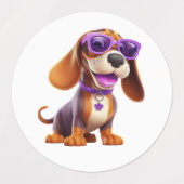 Funny Dogs With Sunglasses Etiketten (Design 1)