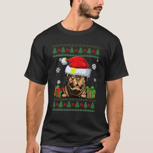 Funny Dogue De bordeaux Weihnachtsmannmütze Ugly C T-Shirt (Vorderseite)