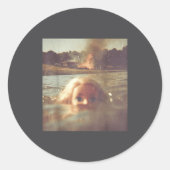 Funny Doll Face Swimming Meme Runder Aufkleber (Vorderseite)