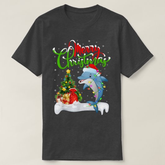 Funny Dolphin Fisch Lover Xmas Lighting Dolphin Ch T-Shirt (Design vorne)