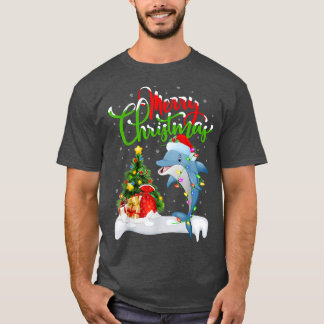 Funny Dolphin Fisch Lover Xmas Lighting Dolphin Ch T-Shirt