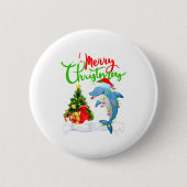 Funny Dolphin Fish Lover Xmas Lighting Dolphin Chr Button (Vorderseite)