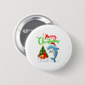 Funny Dolphin Fish Lover Xmas Lighting Dolphin Chr Button (Vorne & Hinten)