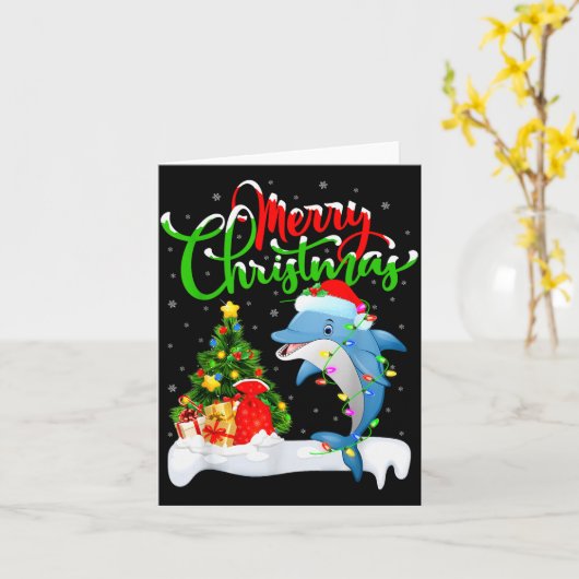 Funny Dolphin Fish Lover Xmas Lighting Dolphin Chr Karte (Gelbe Blume)