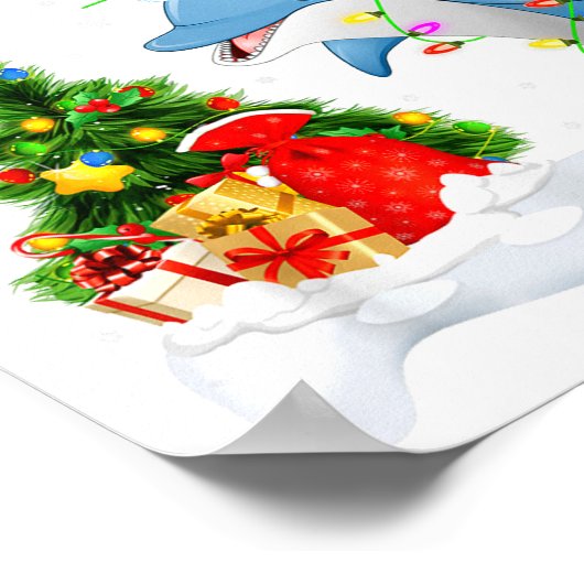 Funny Dolphin Fish Lover Xmas Lighting Dolphin Chr Poster (Ecke)
