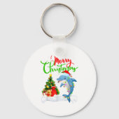 Funny Dolphin Fish Lover Xmas Lighting Dolphin Chr Schlüsselanhänger (Vorderseite)