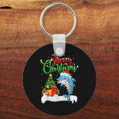 Funny Dolphin Fish Lover Xmas Lighting Dolphin Chr Schlüsselanhänger (Vorderseite)