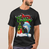 Funny Dolphin Fish Lover Xmas Lighting Dolphin Chr T-Shirt (Vorderseite)