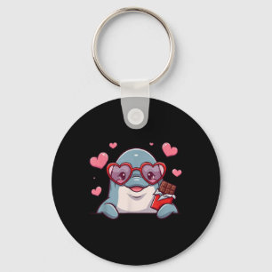 Funny Dolphin Heart Chocolate Valentine Womens Men Schlüsselanhänger