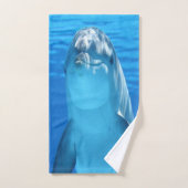 funny dolphin in the sea badhandtuch set (Handtuch)