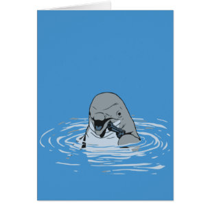 Funny Dolphin mit Gun-Cartoon