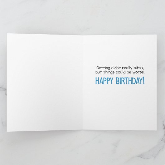 Funny Dolphin Nip und Shark Bite Birthday Karte (Innenseite)