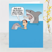 Funny Dolphin Nip und Shark Bite Birthday Karte (Gelbe Blume)