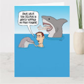 Funny Dolphin Nip und Shark Bite Birthday Karte (Vorderseite)