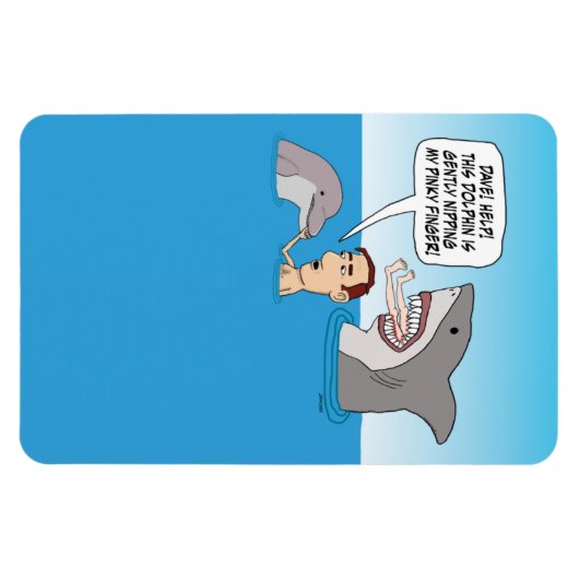 Funny Dolphin Nip und Shark Bite Magnet (Horizontal)