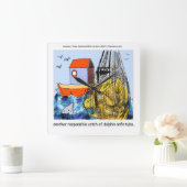 Funny Dolphin Safe Tuba Wall Clock Quadratische Wanduhr (Zuhause)