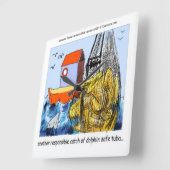 Funny Dolphin Safe Tuba Wall Clock Quadratische Wanduhr (Winkel)