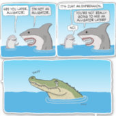 Funny Dolphin, Shark und Sad Alligator Square Sti Aufkleber (Vorderseite)