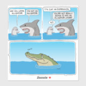 Funny Dolphin, Shark und Sad Alligator Square Sti Aufkleber (Blatt)
