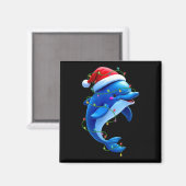 Funny Dolphin Weihnachtsmannmütze Weihnachtsbaum L Magnet (Vorderseite/Rückseite)