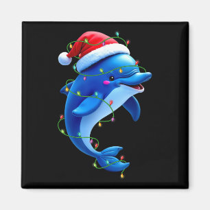 Funny Dolphin Weihnachtsmannmütze Weihnachtsbaum L Magnet