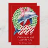 Funny Dolphin Wreath Freude Weihnachtskarte Feiertagskarte (Vorne/Hinten)