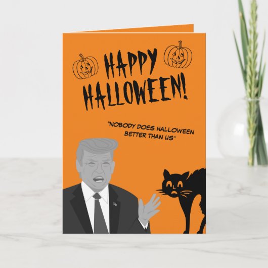Funny Donald Trump Cartoon Frohe Halloween Karte (Vorderseite)