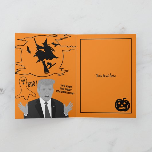 Funny Donald Trump Cartoon Frohe Halloween Karte (Innenseite)