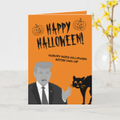 Funny Donald Trump Cartoon Frohe Halloween Karte (Gelbe Blume)
