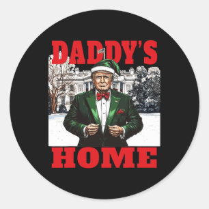 Funny Donald Trump Daddy's Zuhause White House Chr Runder Aufkleber