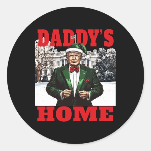 Funny Donald Trump Daddy's Zuhause White House Chr Runder Aufkleber (Vorderseite)