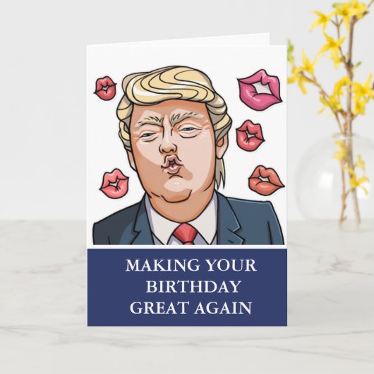 Funny Donald Trump Fake News Birthday Card Karte (Gelbe Blume)