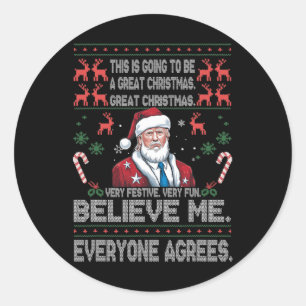Funny Donald Trump frohe Weihnachten Xmas Pajamas Runder Aufkleber