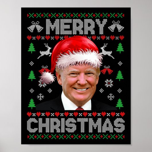 Funny Donald Trump frohe Weihnachtsfamilie Ugly Sw Poster (Vorne)
