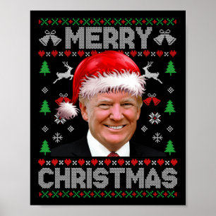 Funny Donald Trump frohe Weihnachtsfamilie Ugly Sw Poster