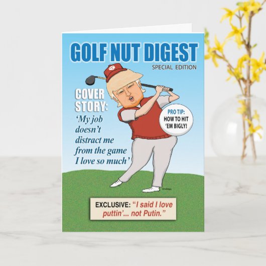 Funny Donald Trump Golf Nut Birthday Karte (Gelbe Blume)