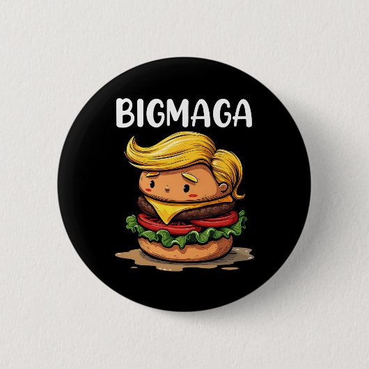 Funny Donald Trump Making French Fries Hamburger B Button (Vorderseite)