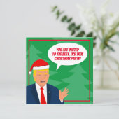 Funny Donald Trump mit Weihnachtsmannmütze Weihnac Einladung (Stehend Vorderseite)